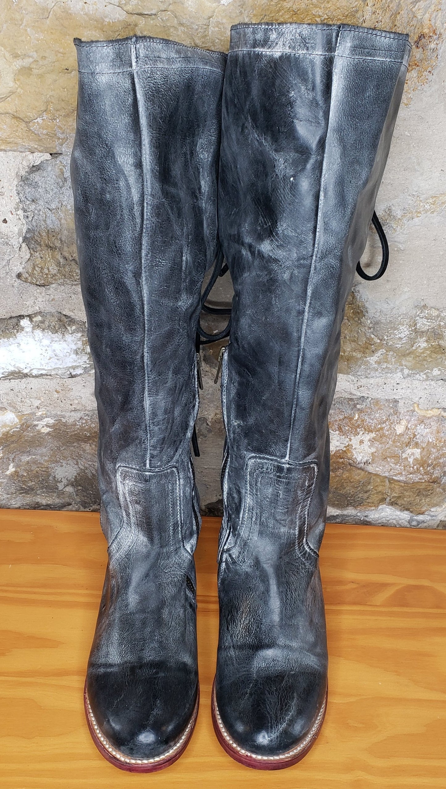 Freebird by Steven Black Distressed Leather Riding Boots Sz 8