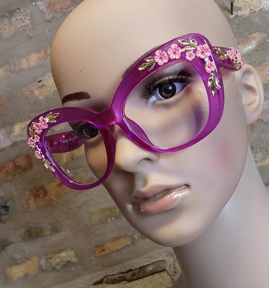 Large Floral Glasses (Purple)