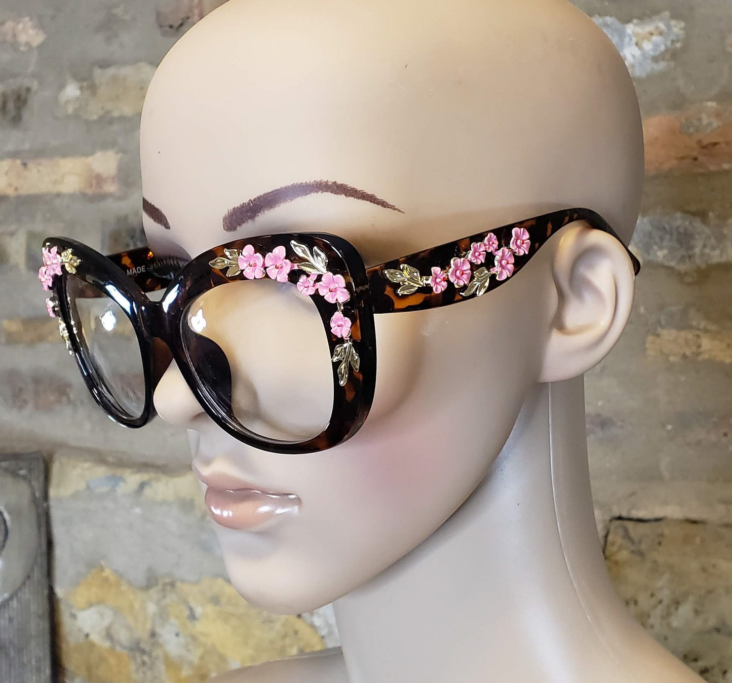 Large Floral Glasses (Black)