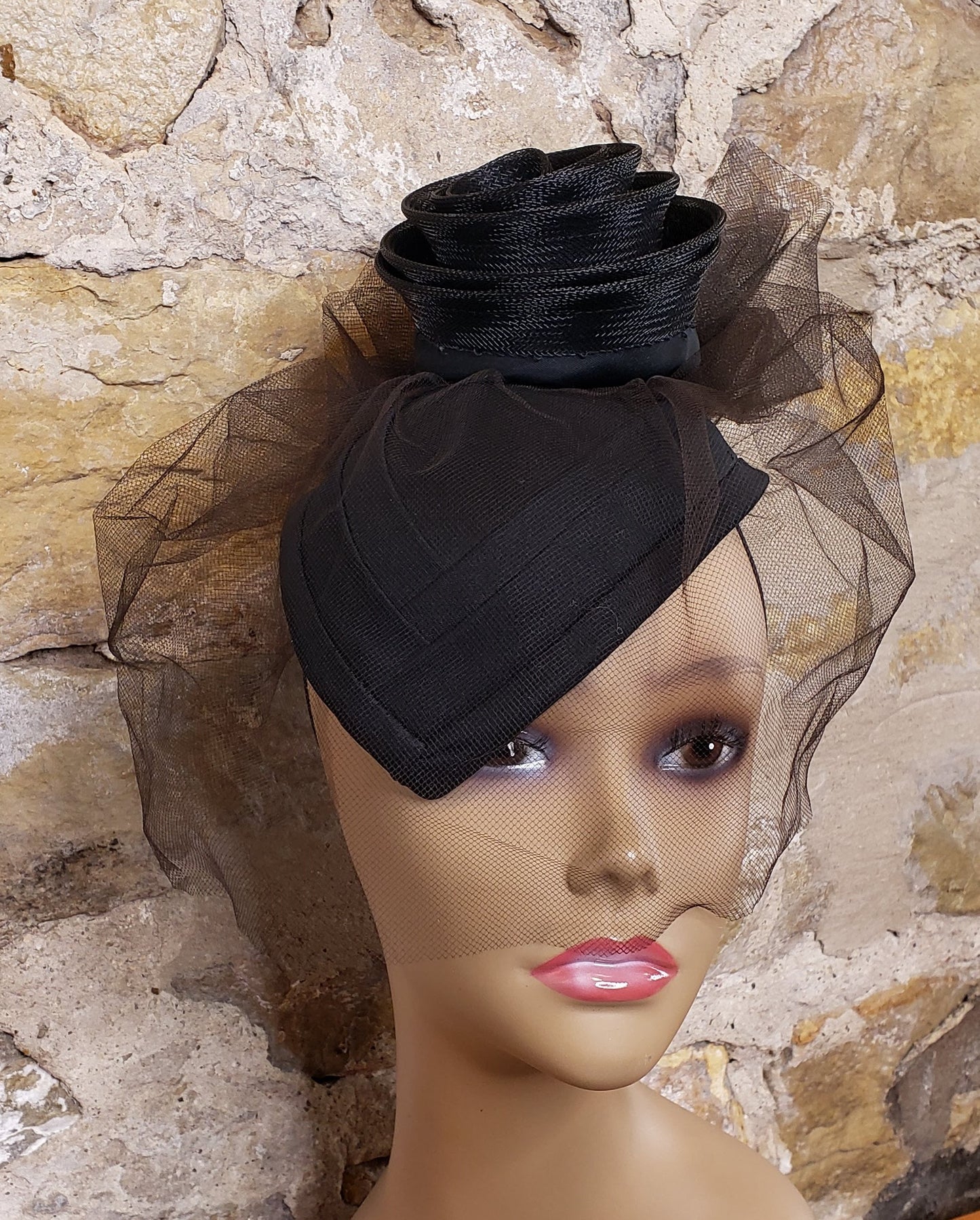 Vintage Tulle Hat (Black)