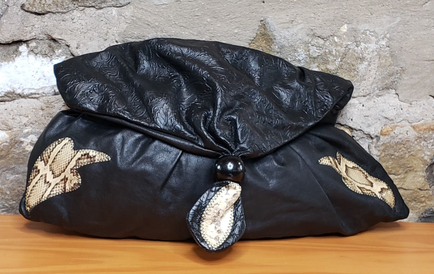 Vintage Leather and Snakeskin Clutch