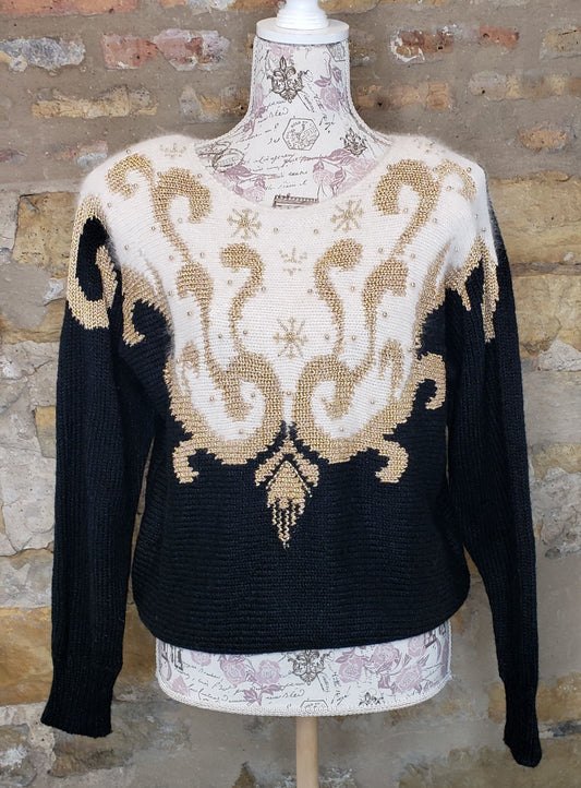 Vintage Black and Gold Sweater Sz M
