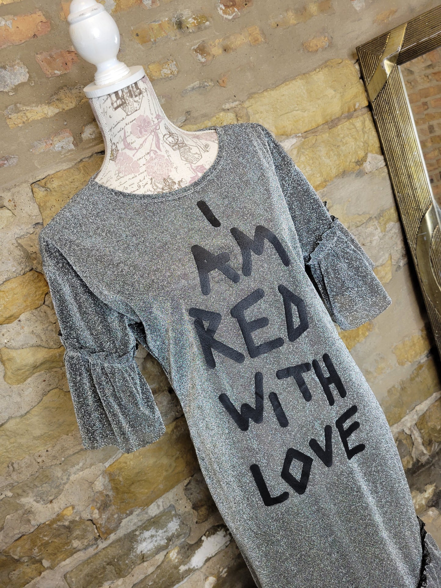 I Am Red With Love Silver Dress Sz XS/S
