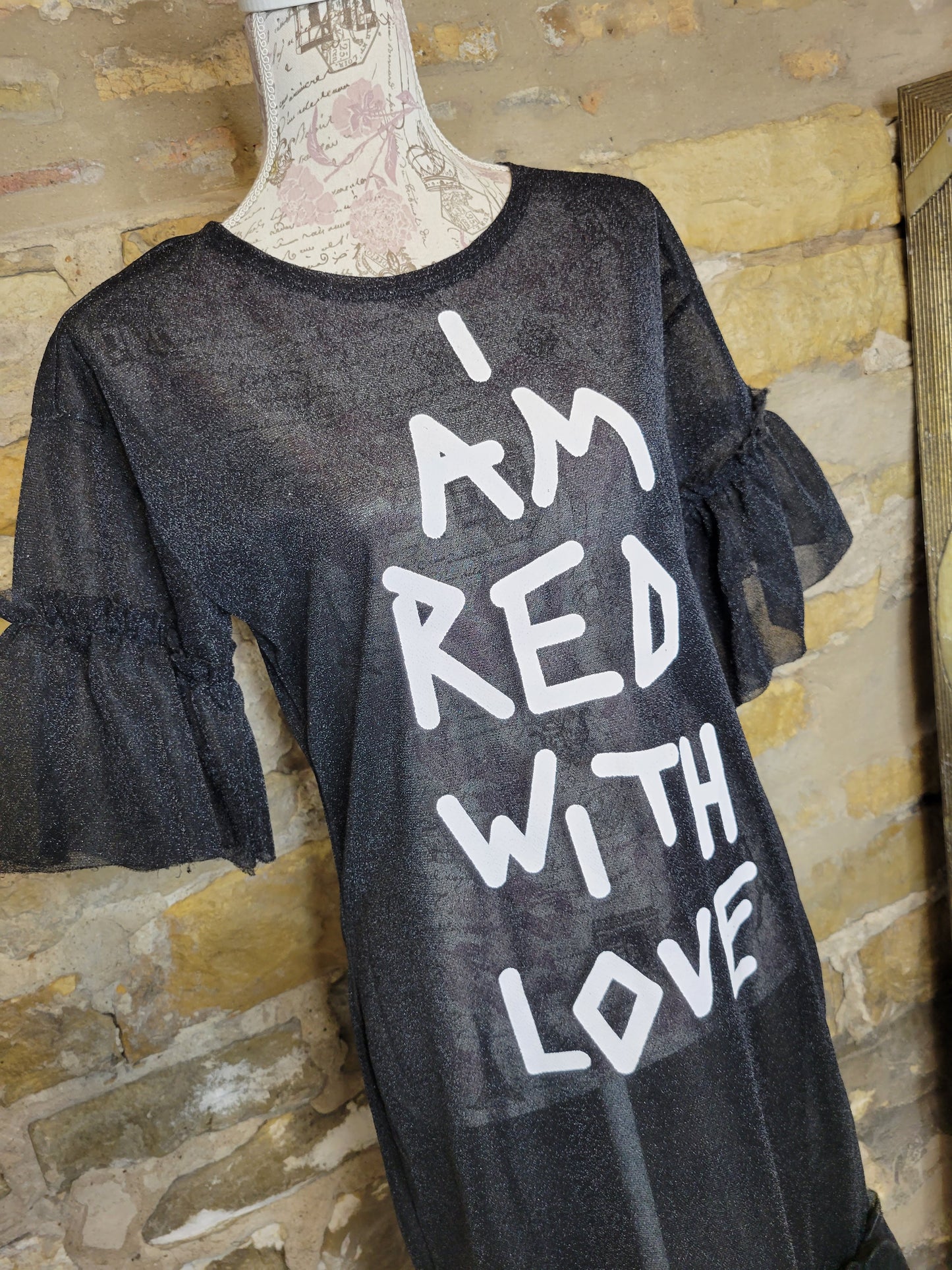 I Am Red With Love Black Dress Sz XS/S