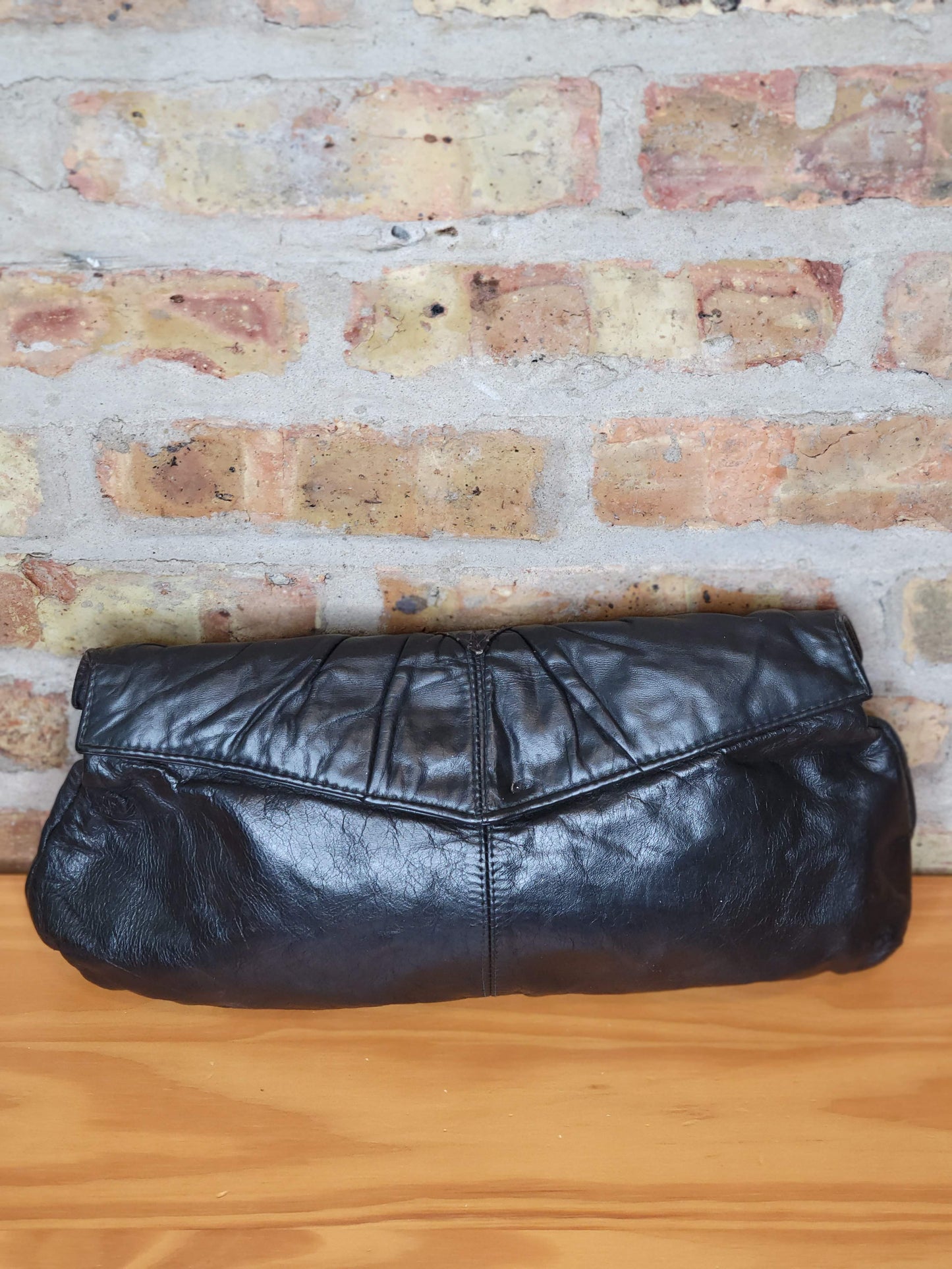 Black Leather Vintage Clutch
