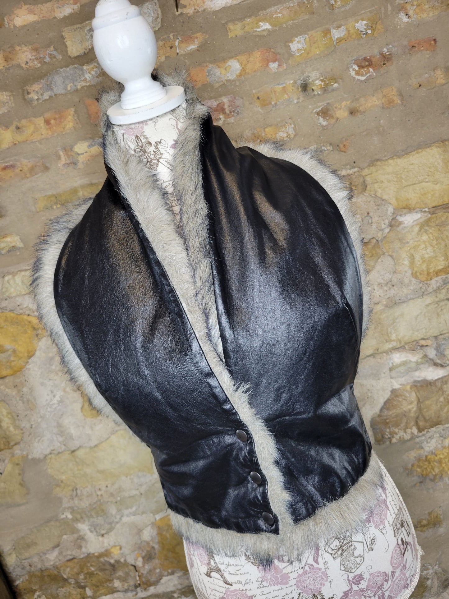 Vintage Leather/ Faux Fur Vest Sz S/M