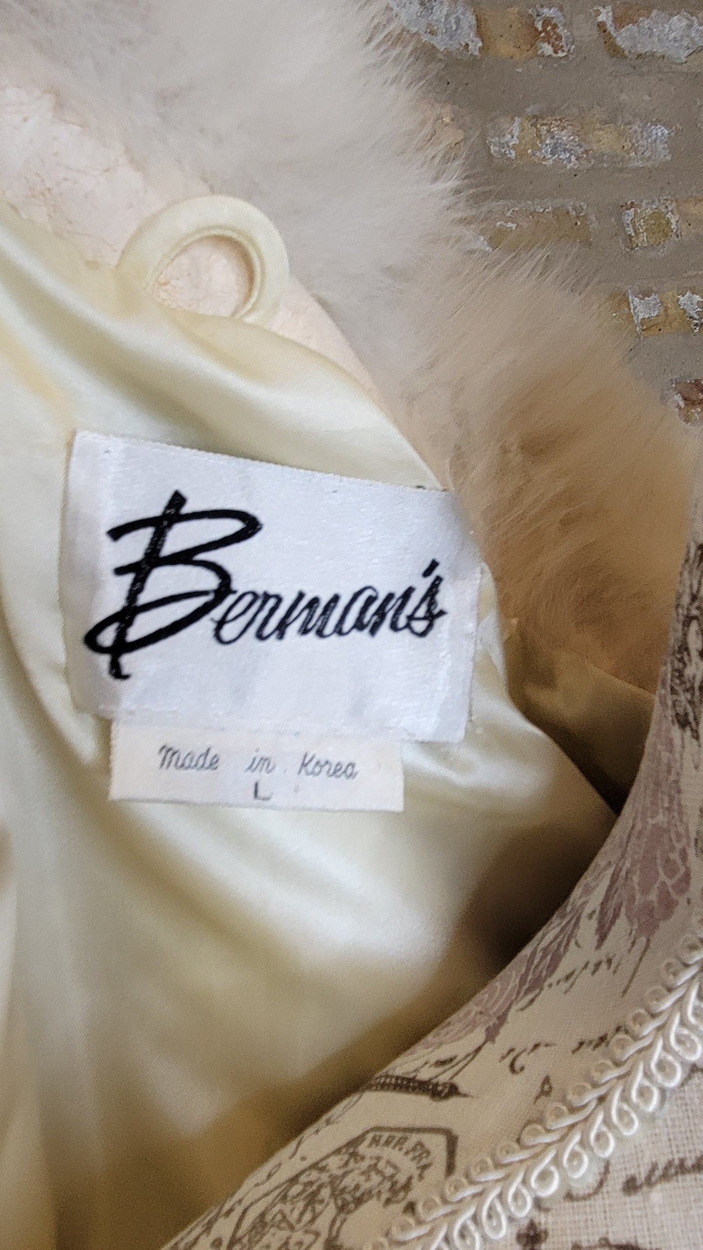 Berman's White Rabbit Jacket/Fox Collar Sz L