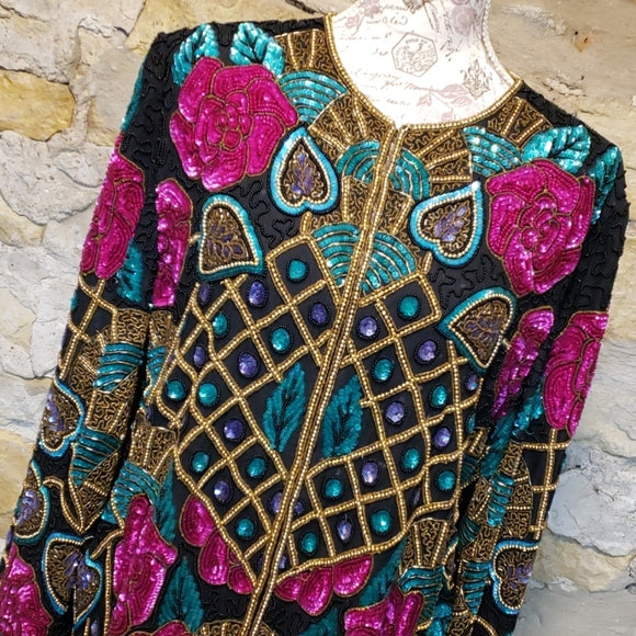 Joan Leslie Evenings Sequin Jacket Sz XL