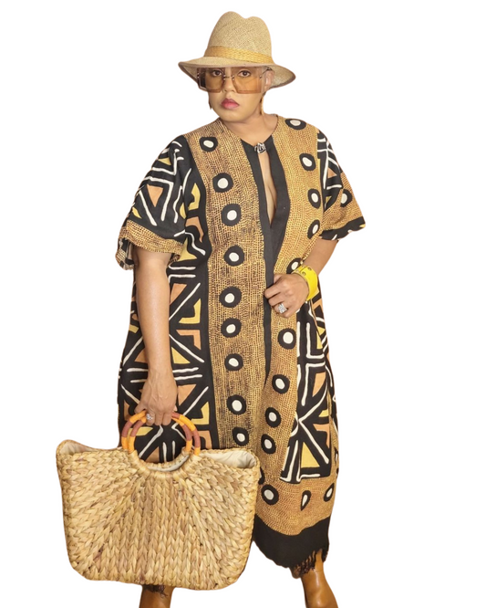 African Mudcloth Duster Coat fits M-1X