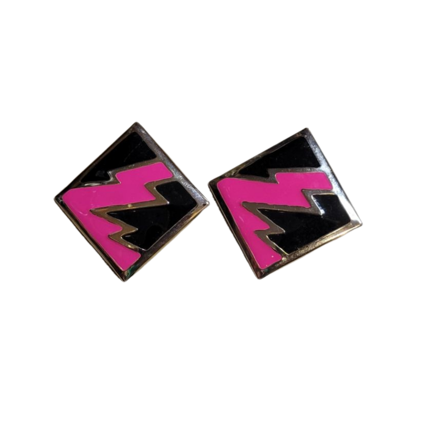 Vintage Pink Lightning Bolt Earrings